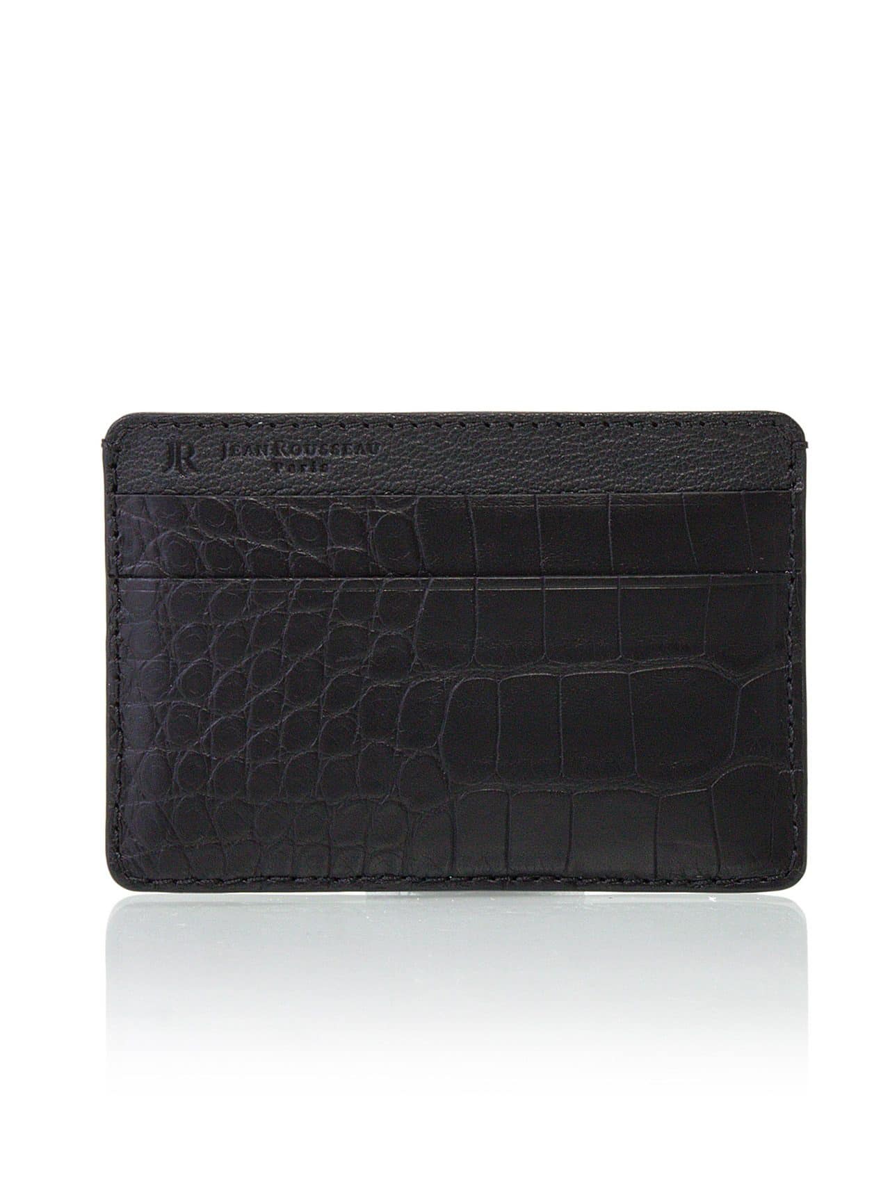 Crocodile Leather Matte Black Cardholder