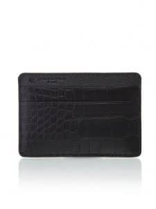 Porte-cartes "Essentiel" alligator semi-mat noir