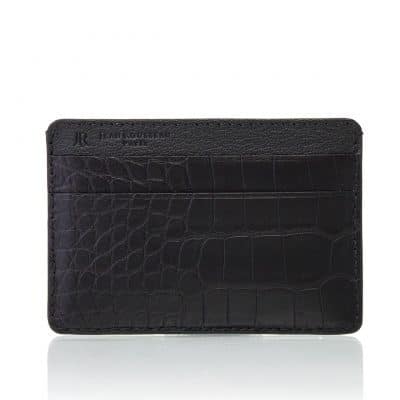 “Essentiel” slim cardholder black semi matte alligator