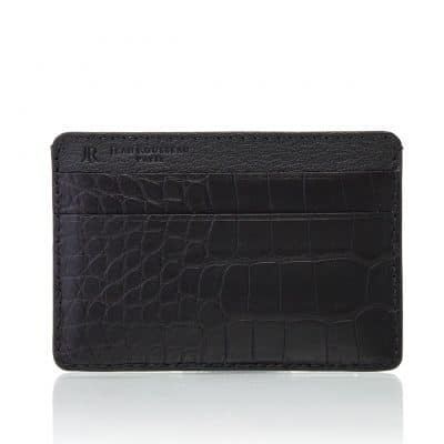 Porte carte cuir homme essentiel noir alligator semi matte