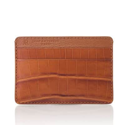leather goods slim card holder alligator semi matte brown
