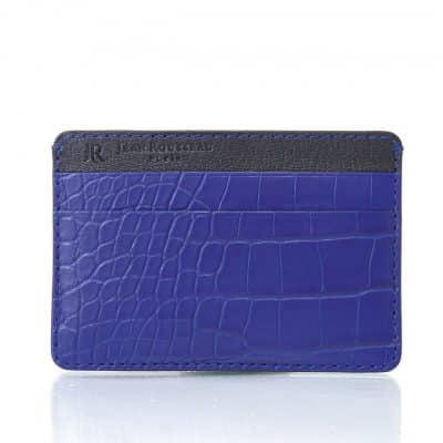 leather goods slim card holder calf semi matte blue