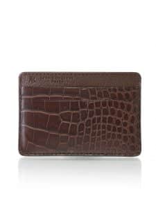 Porte-cartes "Essentiel" alligator semi-mat marron