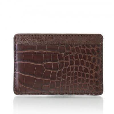 leather goods slim card holder calf shiny brown