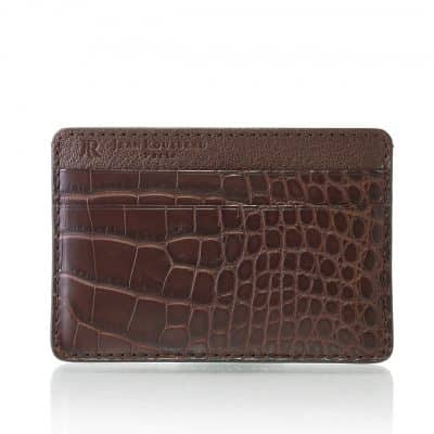 Porte carte cuir homme essentiel marron alligator brillant