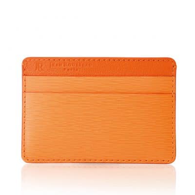 Porte carte cuir homme essentiel orange alligator