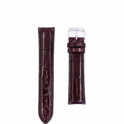 Watch strap leather alligator brown shiny