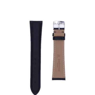 Watch strap leather alligator black semi matte