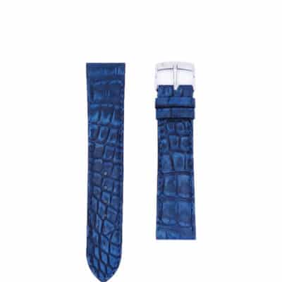 watch strap leather alligator semi matte blue