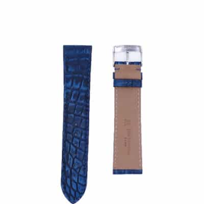 watch strap leather alligator semi matte blue