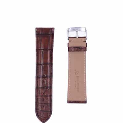 Watch strap leather alligator brown semi matte