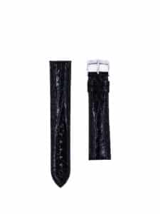 Classic 3.5 watch strap black shiny alligator - round scales