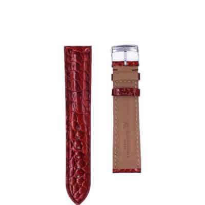 Watch strap leather alligator brown shiny