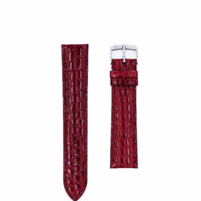 Watch strap leather alligator red shiny