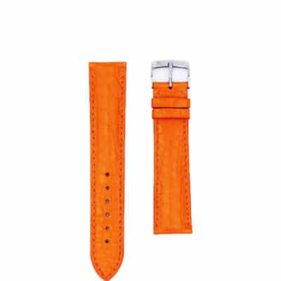 Watch strap leather alligator orange semi matte