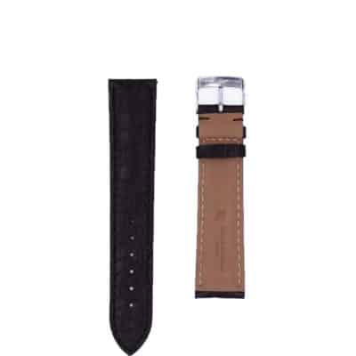 Watch strap leather alligator black semi matte