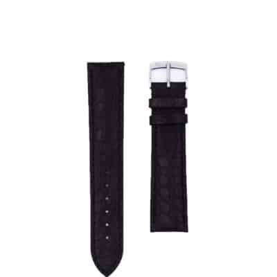 Watch strap leather alligator black semi matte