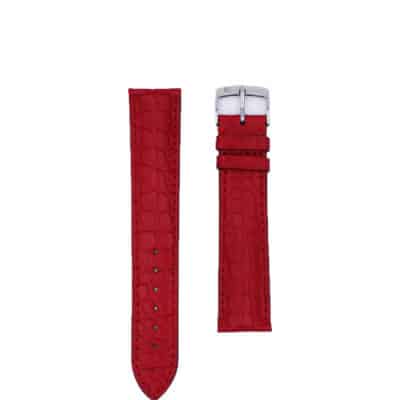 Watch strap leather alligator red semi matte