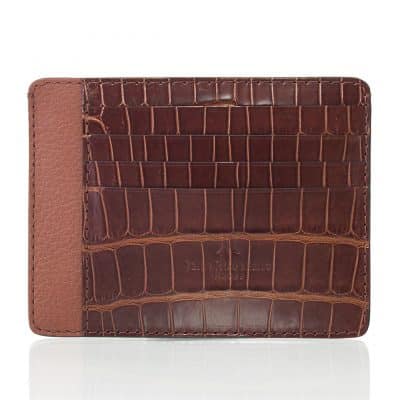 Porte carte alligator homme marron