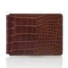 leather goods money clip brown alligator