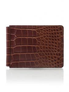 Money clip wallet golden brown alligator