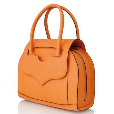 leather goods hand bag orange calf