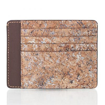 leather goods slim card holder cork brown vegan