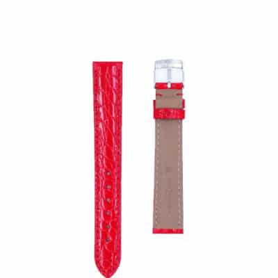 Watch strap leather alligator red shiny