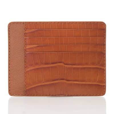 card holder leather goods alligator semi matte brown