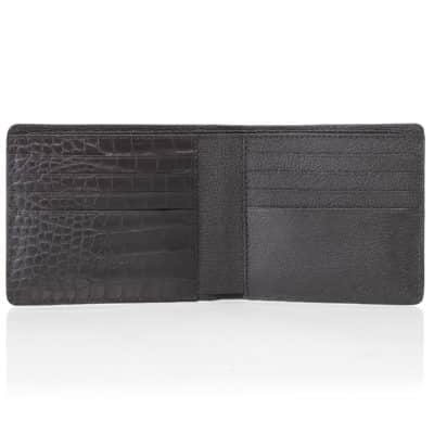 “Pocket” wallet black semi matte alligator
