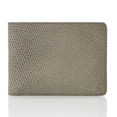 leather goods wallet lizard shiny grey