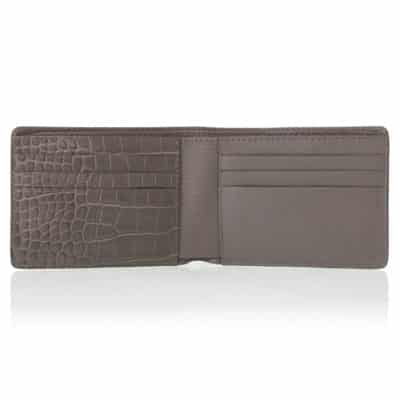 leather goods wallet alligator semi matte grey