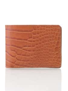 Portefeuille "Hipster" alligator semi-mat fauve