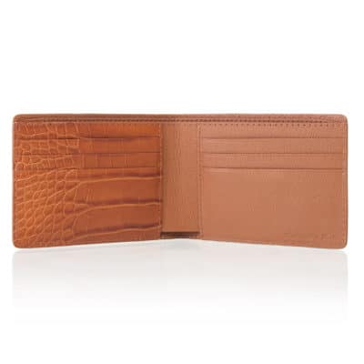 leather goods wallet alligator semi matte brown