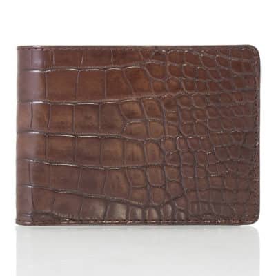 portefeuille homme cuir alligator marron