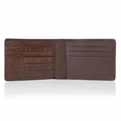 leather goods wallet alligator semi matte brown