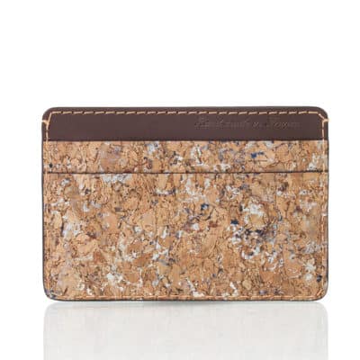 slim card holder leather goods vegan cork brown