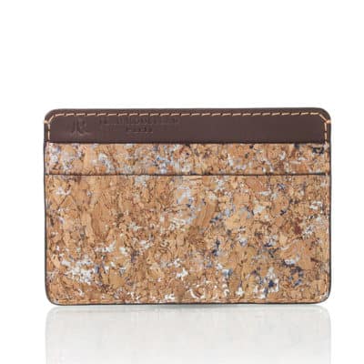 slim card holder leather goods vegan cork brown