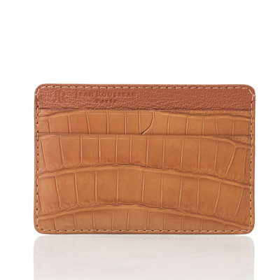 porte cartes homme marron alligator