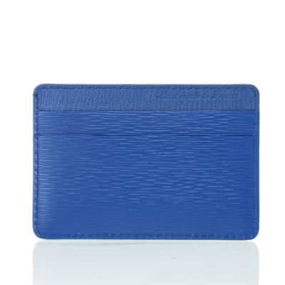 card holder men leather goods slim blue