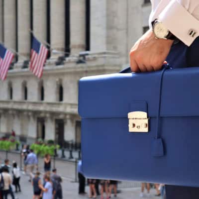 briefcase leather men leather goods blue business