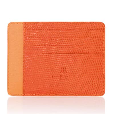 leather goods card holder calf orange