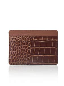 Porte-cartes "Essentiel" alligator d'exception marron or