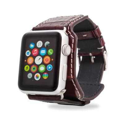 Bracelet apple watch alligator marron