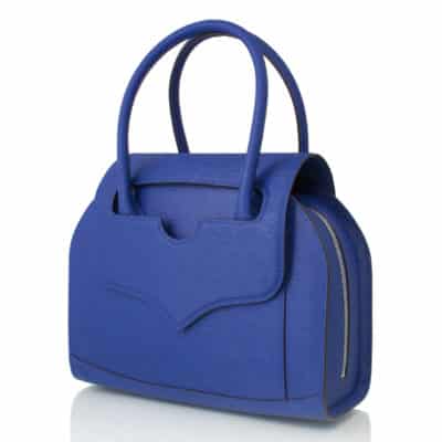 Leather goods handbag calf leather blue