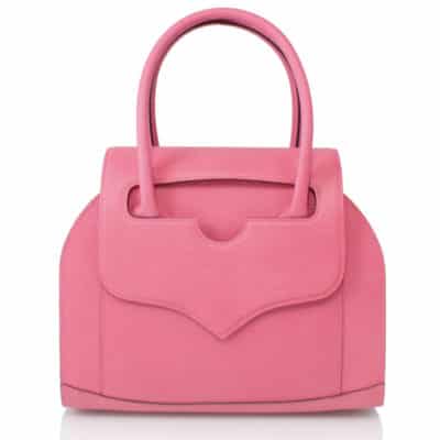 Leather goods handbag calf leather pink