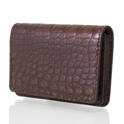 leather goods alligator semi matte business card holder brown