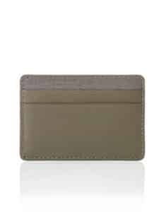 "Essentiel" slim cardholder khaki calf