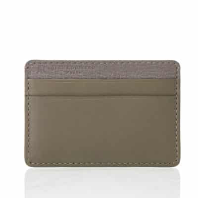 Card holder leather grey kaki brown