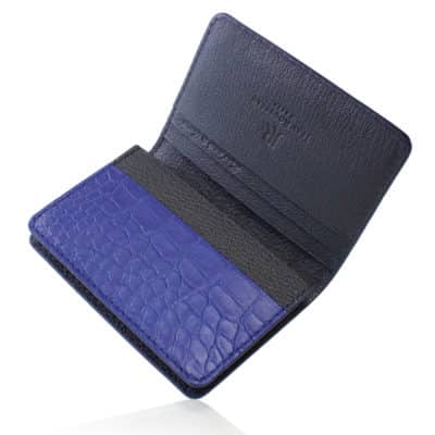 Business cardholder sapphire semi matte alligator